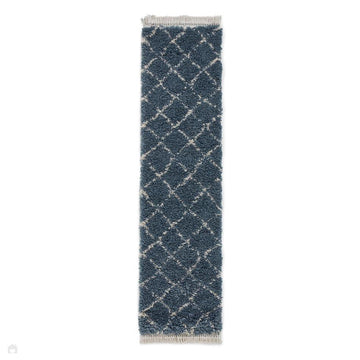 Boho 5413 Modern Moroccan Berber Soft Plush Shaggy Blue Runner-Think Rugs-Rug Love - The Most Loved Rug Store